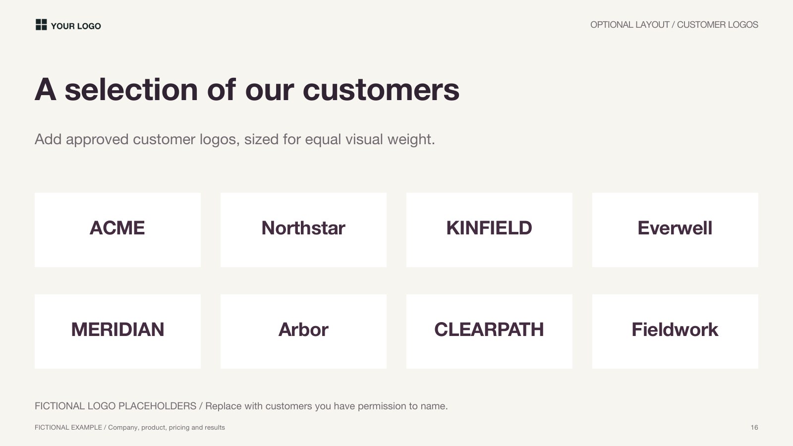 Sales Deck example: Customer logos