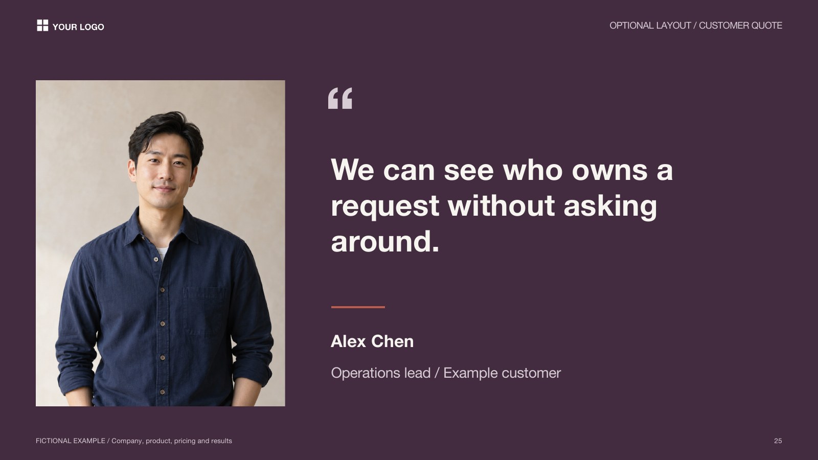Sales Deck example: Customer testimonial