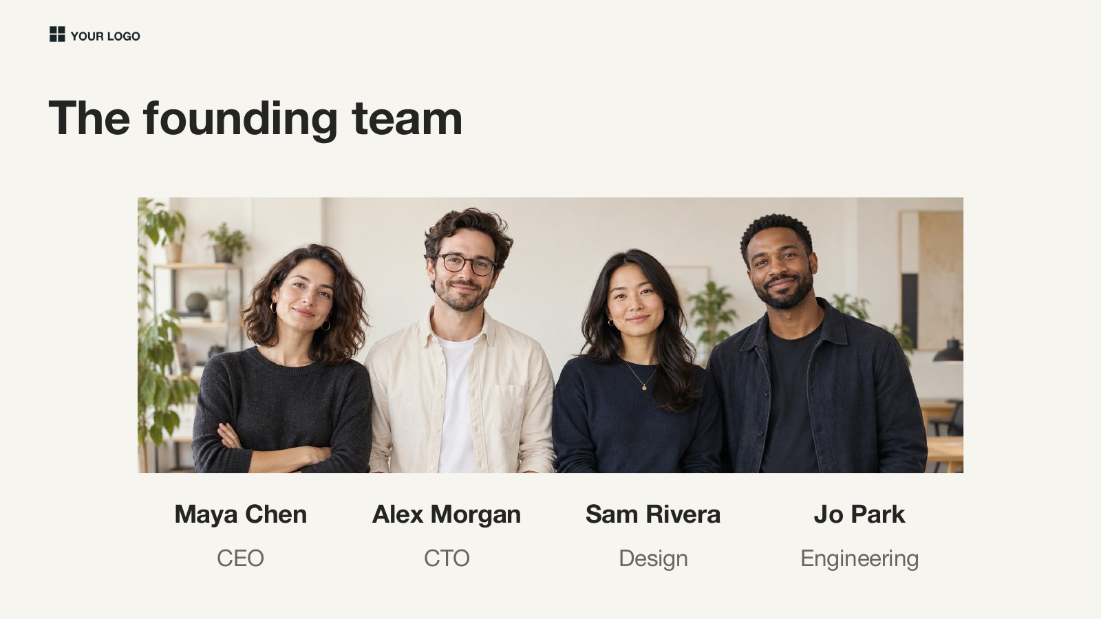 Startup Deck example: Founding team
